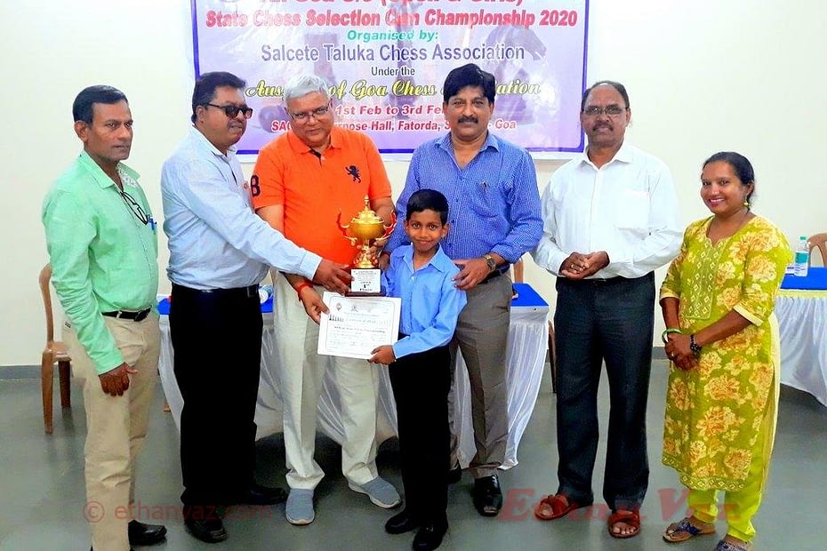 Ethan wins Goa State Chess Championship, once again!